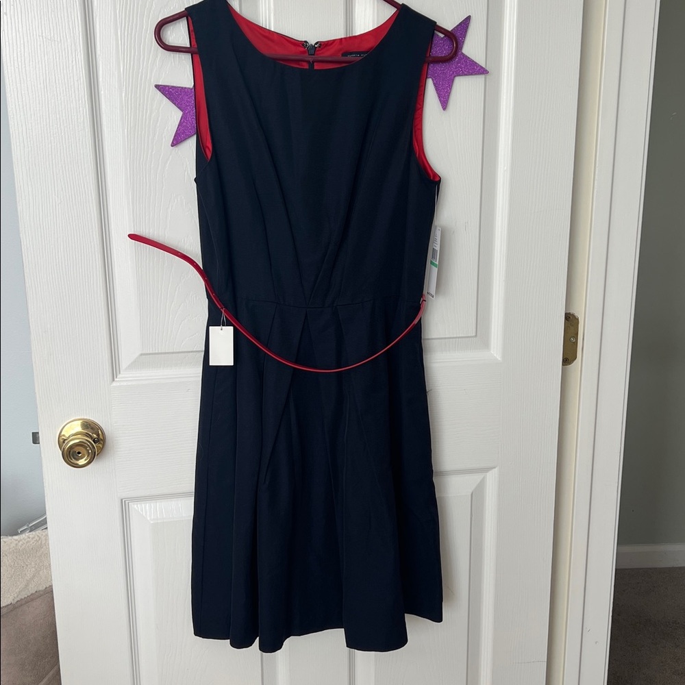 Elegant Black Dress with Red Accents